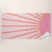 Serviette De Plage Soleil Sunrise rose Abstrait Retro Sunshine (Devant)