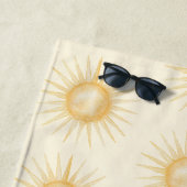 Serviette De Plage Soleils Jaune Orange (En situation)