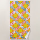 Serviette De Plage Soleils Jaunes Orange Pink Turquoise (Devant)