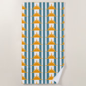 Serviette De Plage Soleils Jaunes Orange Turquoises (Devant)