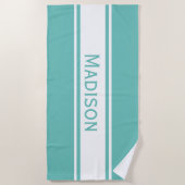 Serviette De Plage Solide Turquoise blanc éclatant noir Nom moderne (Devant)