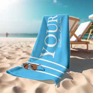Serviette De Plage Son et le sien bleu 'les vôtres' personnalisé