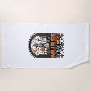 Serviette De Plage Sorcière de jour de garde de nuit d'Halloween Cime