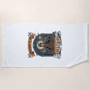Serviette De Plage Sorcière de jour mécanique nuit d'Halloween Steamp