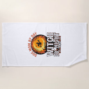 Serviette De Plage Sorcière de nuit Maman Chien Vintage T-shirt Hallo
