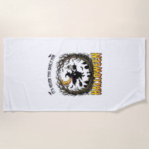 Serviette De Plage Sorcière d'Halloween Chaudron Lune Cimetière Arbre