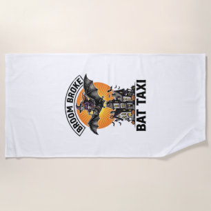 Serviette De Plage Sorcière drôle Halloween Balai Cassé Chauve-souris