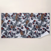 Serviette De Plage Souris et mûres sur blanc (Devant)