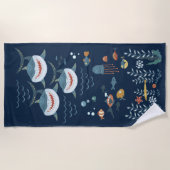 Serviette De Plage Sous la mer requin marin poisson marin (Devant)