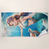 Serviette De Plage Sous la mer Sirène personnalisée (Devant)