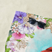 Serviette De Plage Sous la mer Sirène rose et pourpre (peau foncée) (En situation)