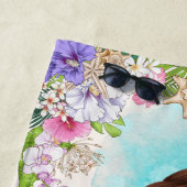 Serviette De Plage Sous la sirène rose et pourpre de la mer (Brunette (En situation)