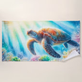 Serviette De Plage Sous la tortue de mer (Devant)