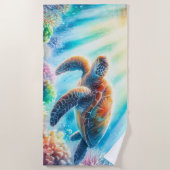 Serviette De Plage Sous la tortue de mer (Devant)