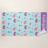 Serviette De Plage Sous le Motif de sirène de mer Personnalisé (Devant)