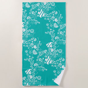 Serviette De Plage Sous l'océan Turquoise Motif