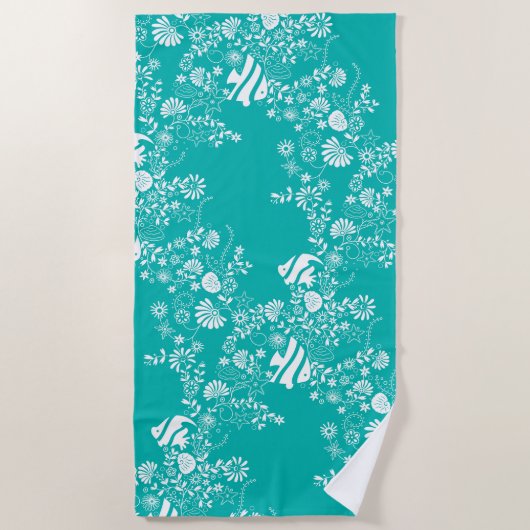 Serviette De Plage Sous l'océan Turquoise Motif (Devant)