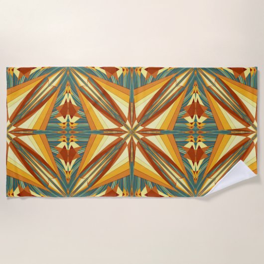 Serviette De Plage Southwestern Golden Sun Rays Design indien (Devant)