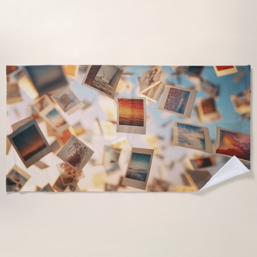 Serviette De Plage Souvenirs Polaroïd Flottants (Devant)