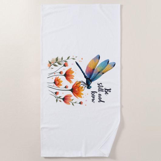 Serviette De Plage Soyez calme et connaître Floral Dragonfly Christia (Devant)