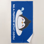 Serviette De Plage Soyez un pingouin rester cool ajouter un message (Devant)