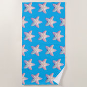 Serviette De Plage Sparkly Starfish Caribbean Blue Beach Towel (Devant)