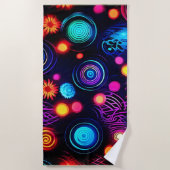 Serviette De Plage Spirale de néon et art de point (Devant)
