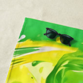 Serviette De Plage Spirale vert lime (En situation)
