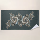 Serviette De Plage Spirales d'art fractal beige abstrait bleu clair (Devant)