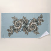 Serviette De Plage Spirales d'art fractal beige abstrait bleu clair (Devant)