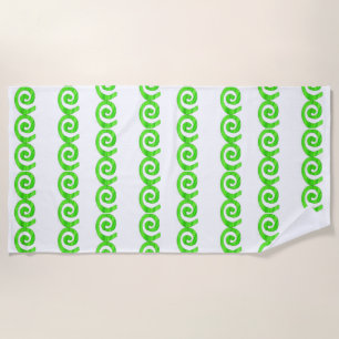 Serviette De Plage Spiritueux vert brillant motif sur blanc