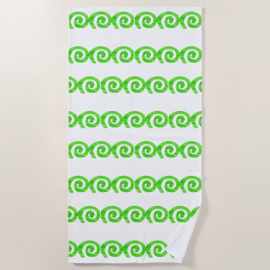 Serviette De Plage Spiritueux vert brillant motif sur blanc (Devant)