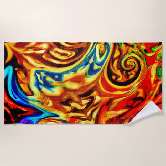 Serviette De Plage Splashes de couleurs Abstraits (Devant)