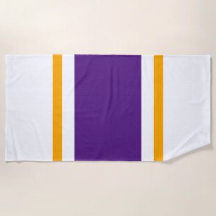 Serviette De Plage Sporty Royal Purple Yellow White Racing Stripes