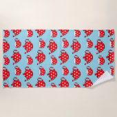 Serviette De Plage Spotty Red Teapot et tasses Motif bleu (Devant)