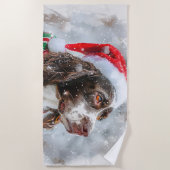 Serviette De Plage Springer Spaniel chien Noël Festif (Devant)