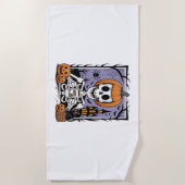Serviette De Plage Squelette citrouille Boire Café (Devant)