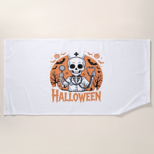 Serviette De Plage Squelette de l'infirmière d'Halloween Essential T- (Devant)