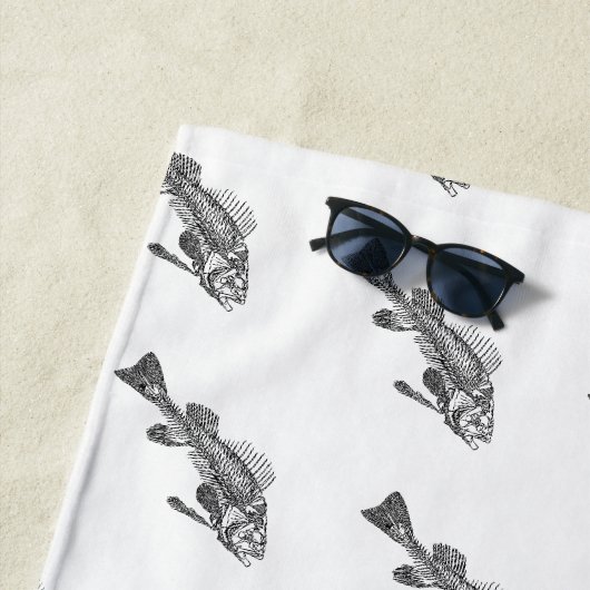 Serviette De Plage Squelette de poisson (En situation)