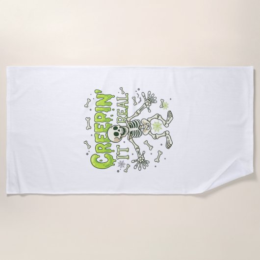 Serviette De Plage Squelette de véritable araignée d'Halloween de cré (Devant)