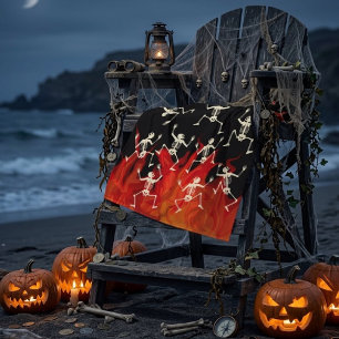 Serviette De Plage Squelettes dansants en flammes pour Halloween