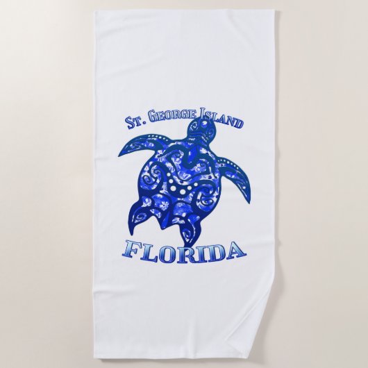Serviette De Plage St. George Florida Vacation Tortue tribale (Devant)