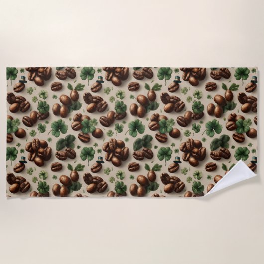 Serviette De Plage St. Patrick’s Day Coffee & Shamrock Pattern (Devant)