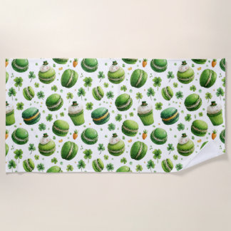 Serviette De Plage St. Patrick’s Day Watercolor Macaron & Shamrock 