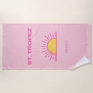 Serviette De Plage St Tropez, France, Coucher de soleil, Art de voyag