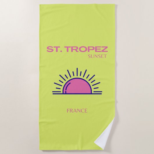 Serviette De Plage St Tropez, Preppy, Vert (Devant)