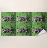 Serviette De Plage Staffordshire Bull Terrier Assis À L'Attention, (Devant)