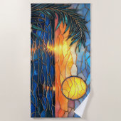 Serviette De Plage Stained Glass Sunset Beach Towel (Devant)