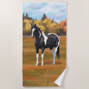 Serviette De Plage Stallion Cheval Pinto Peinture Noir