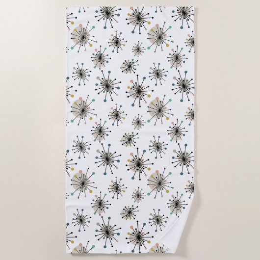 Serviette De Plage Starburst atomique rétro milieu du siècle moderne (Devant)